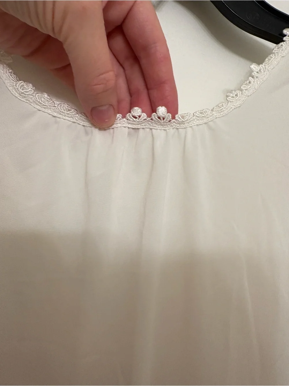 Vintage 70s Shadowline White Ivory Floral Lace Nightgown Sleeveless Midi Nylon M